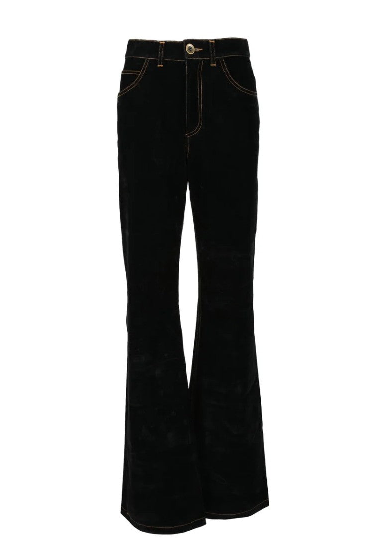 Nine Minutes Cotton Polyurethane Trousers - Black