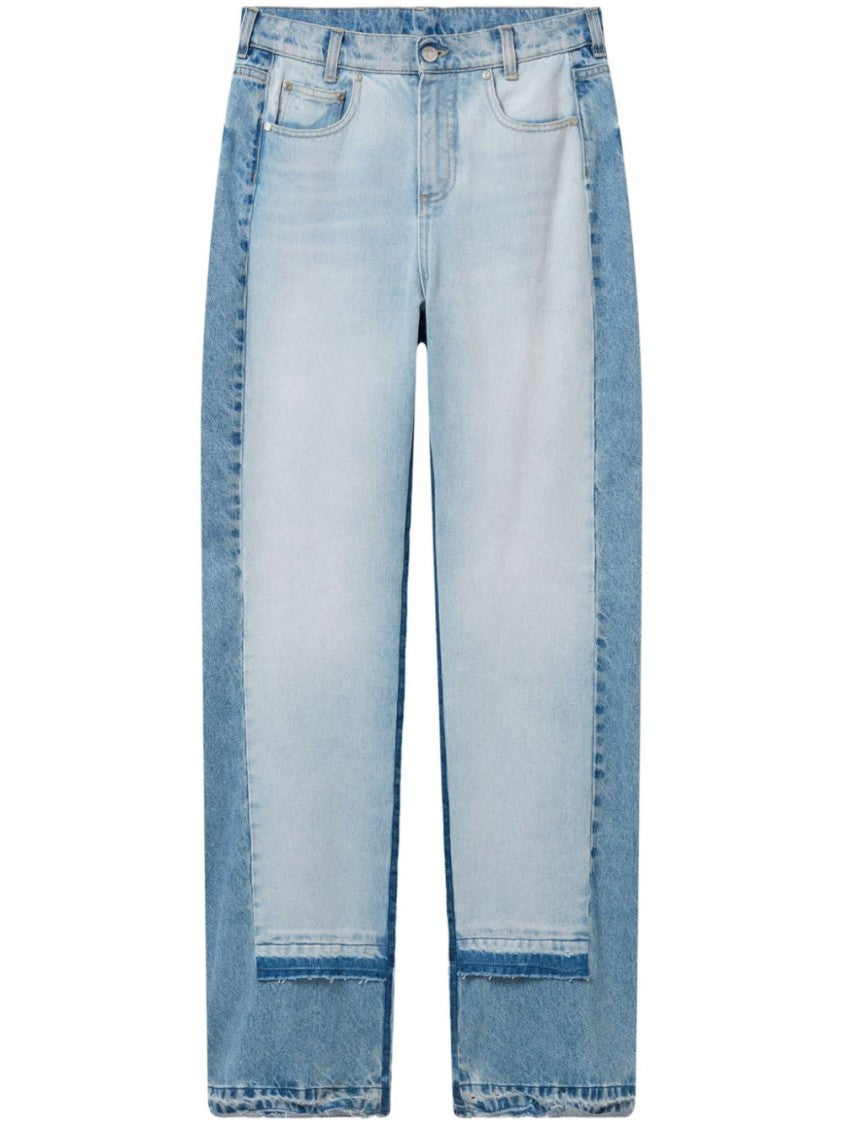 Stella Mccartney Two-Tone Straight Leg Jeans With Concealed Fly