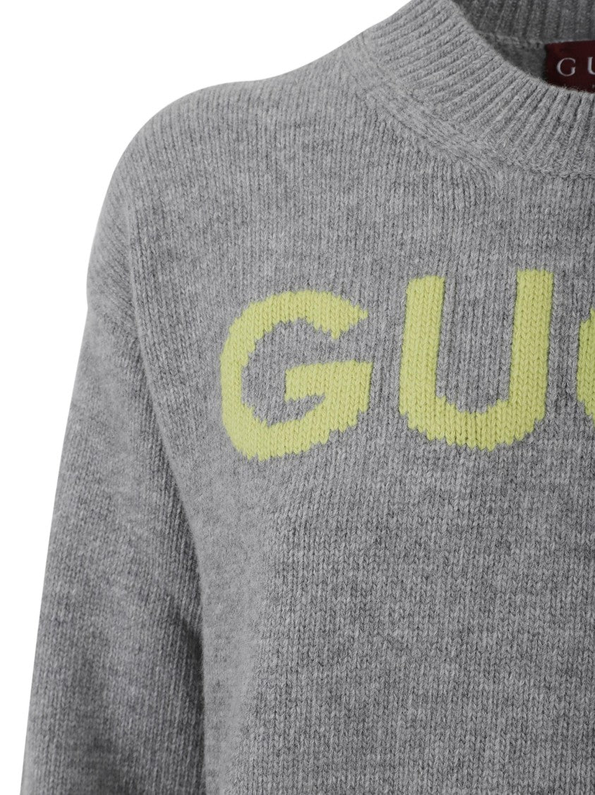 Gucci Wool Knit Sweater With Contrasting Logo