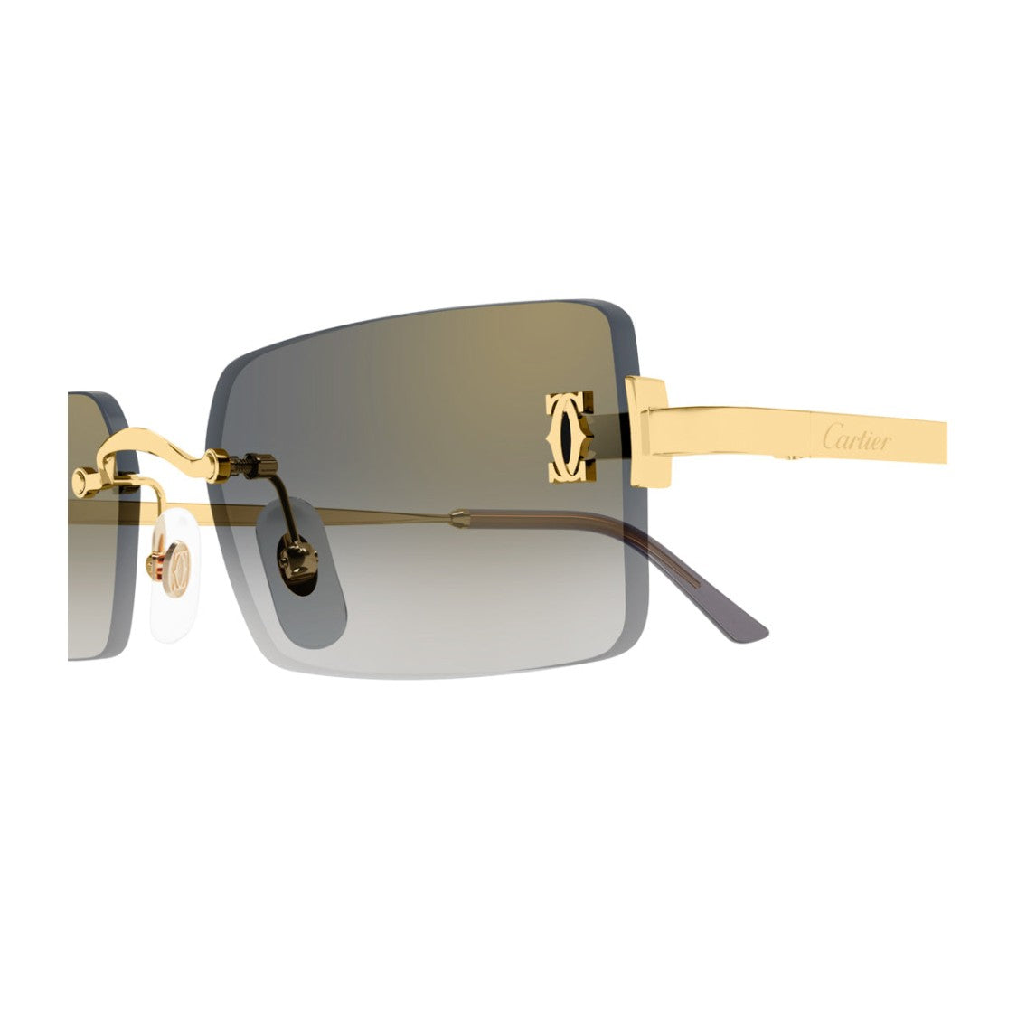 Cartier Gradient Grey Lens Rimless Sunglasses With Gold-Toned Frame