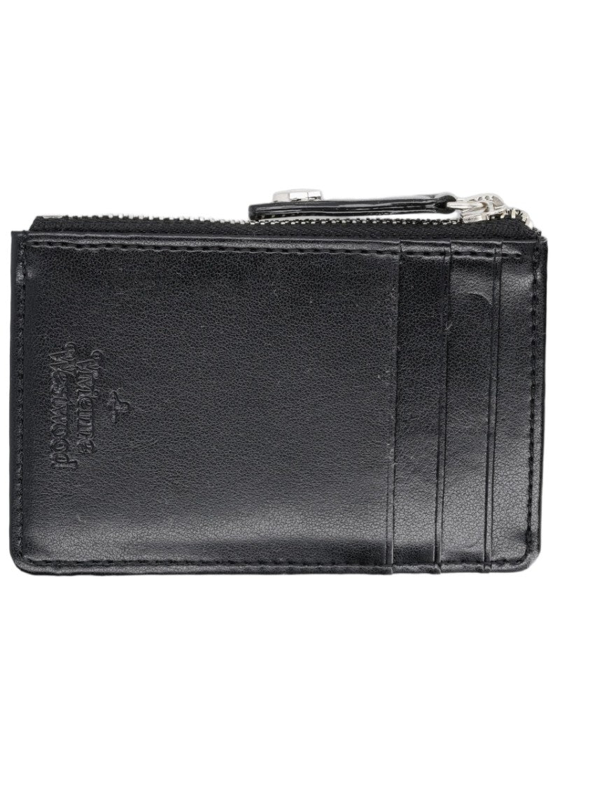 Vivienne Westwood Glossy Matte Silver Emblem Black Wallet