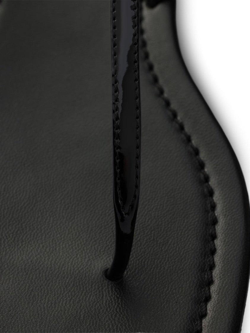 Prada Black Patent Leather Thong Triangle Sandals