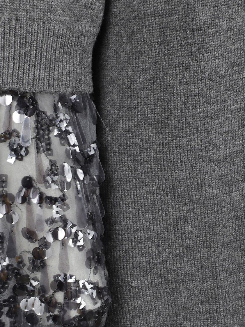 Brunello Cucinelli High Neck Cashmere Sweater With Double-Layered Sleeves