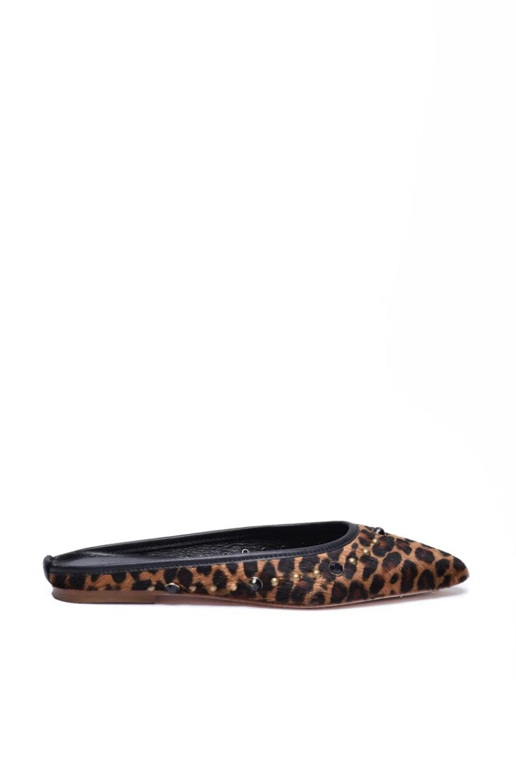 Post & Co Pony Hair Mule With Studs - Brown/Black