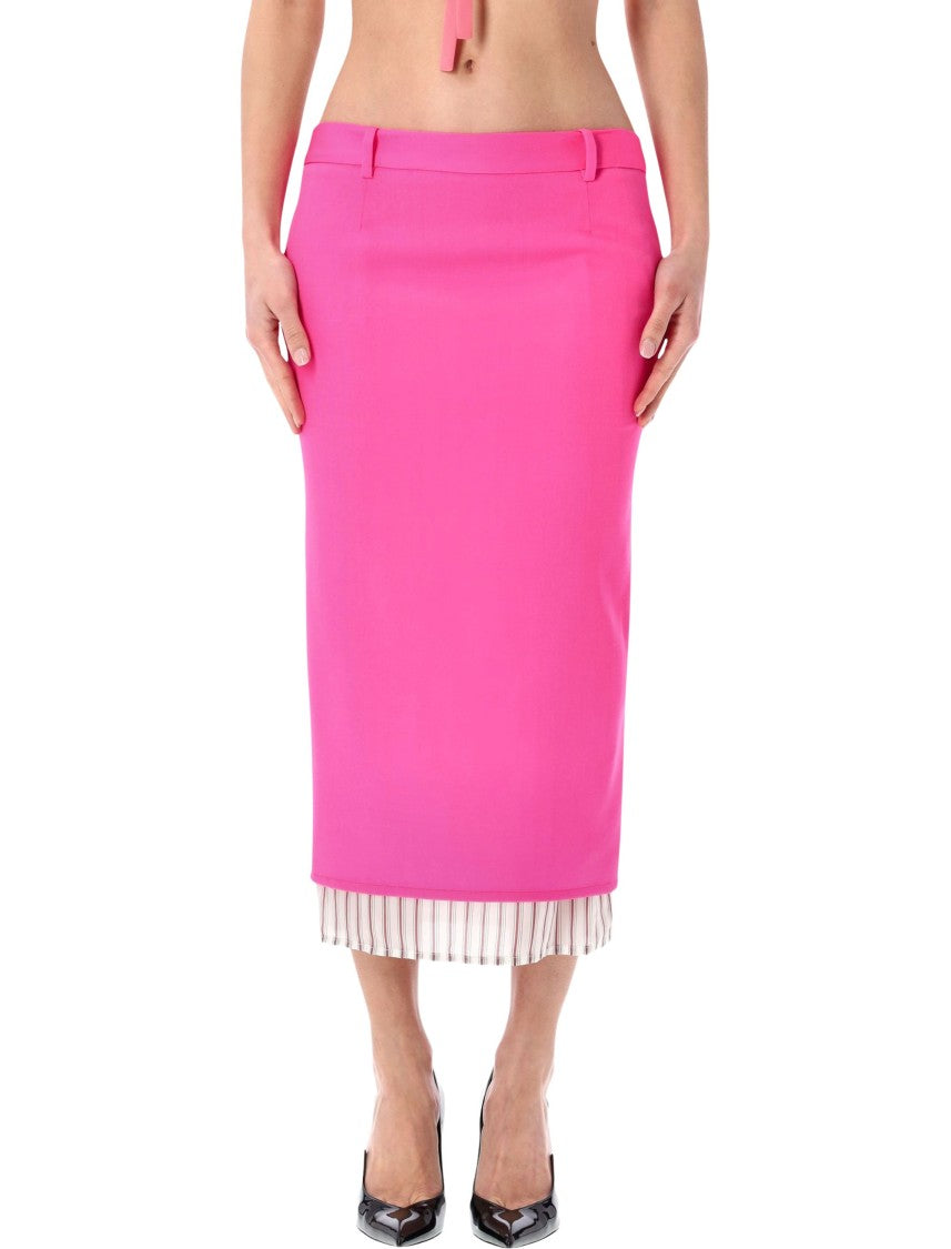 The Attico Neon Pink Midi Skirt