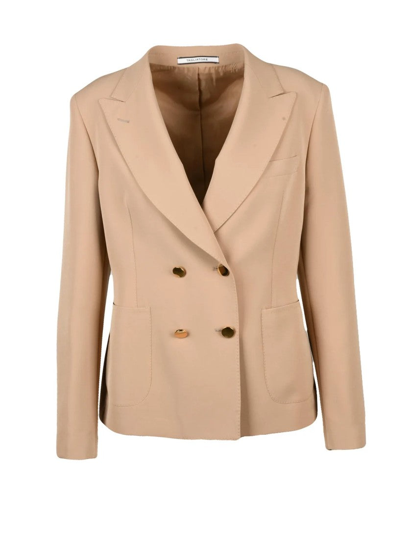 Tagliatore Biscuit Double-Breasted Gold-Tone Button Polyester Blazer