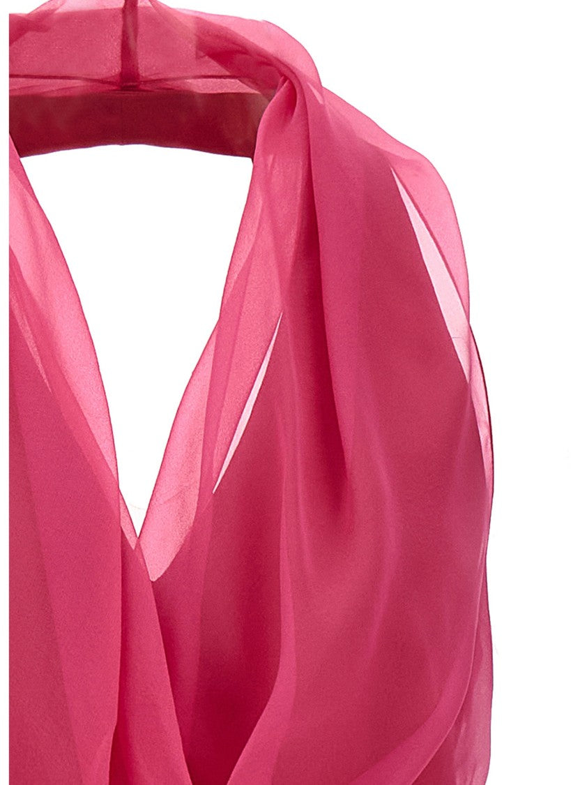 Alberta Ferretti Silk Chiffon Top With Draping