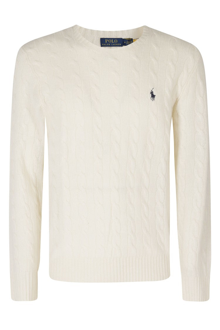 Polo Ralph Lauren Cream Cable Knit Wool-Cashmere Pullover Sweater
