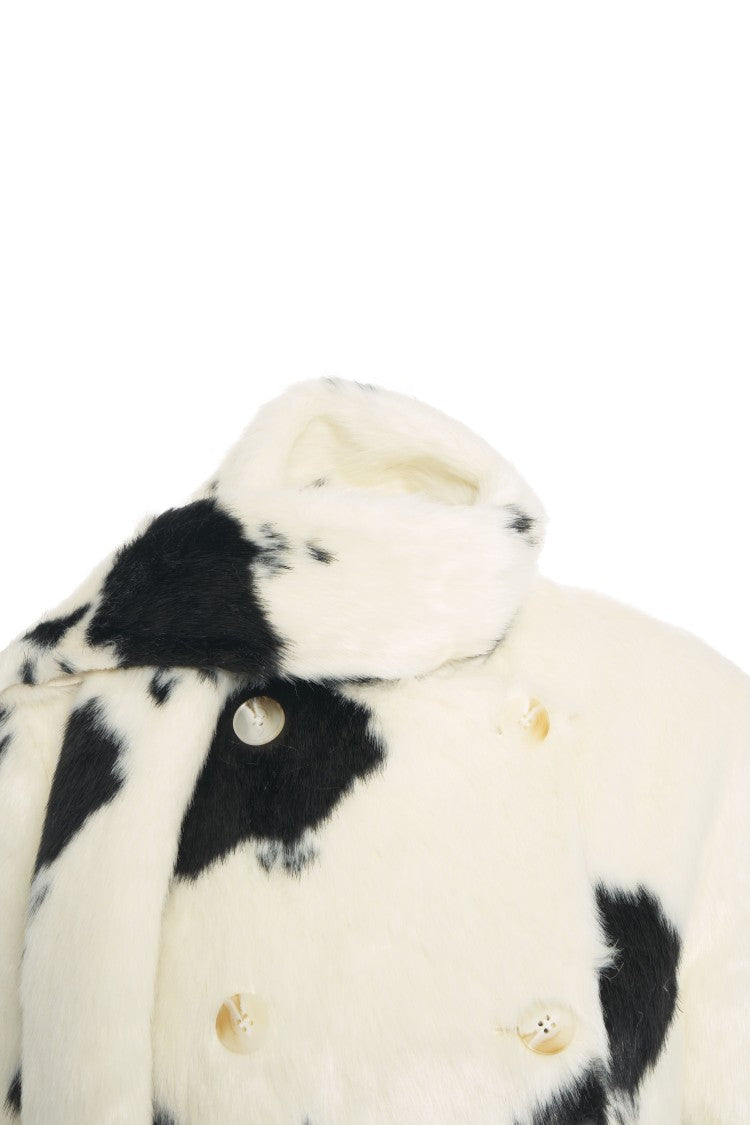Stand Studio Long Faux Fur Coat With Double-Breasted Design