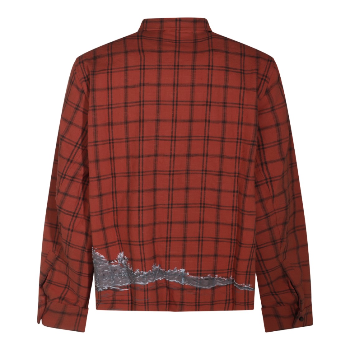 Amiri Rust Black Checkered Print Casual Shirt