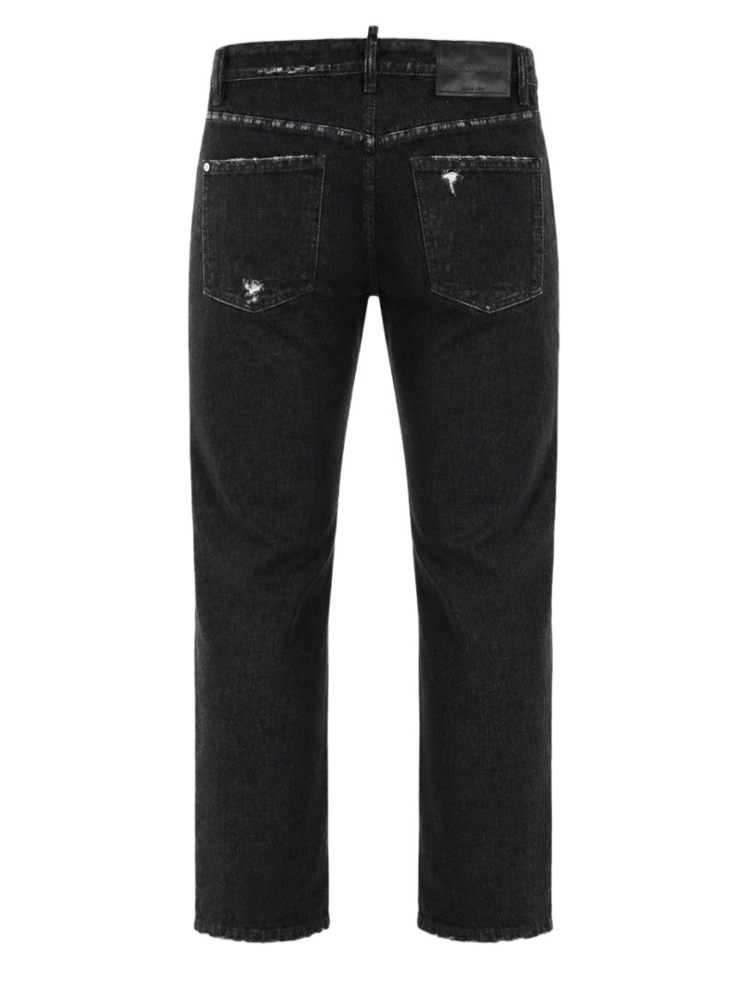 Dsquared2 Cropped Distressed Denim Jeans With Five-Pocket Design