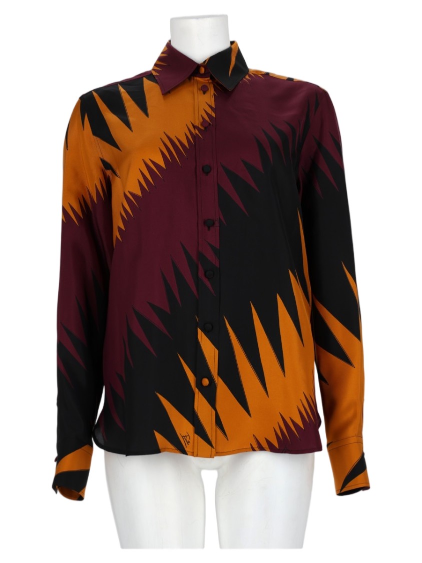 Pucci Burgundy Geometric Silk Shirt