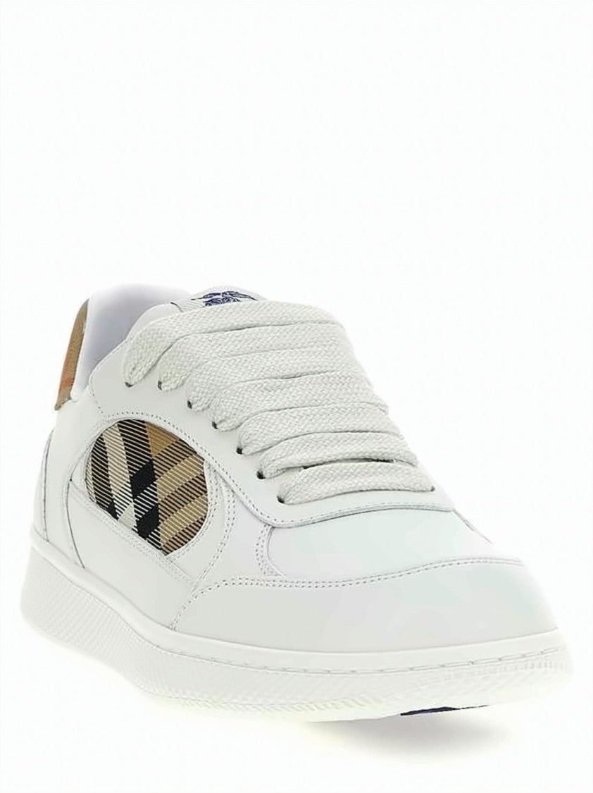 Burberry Leather Sneakers With Signature Check Panels