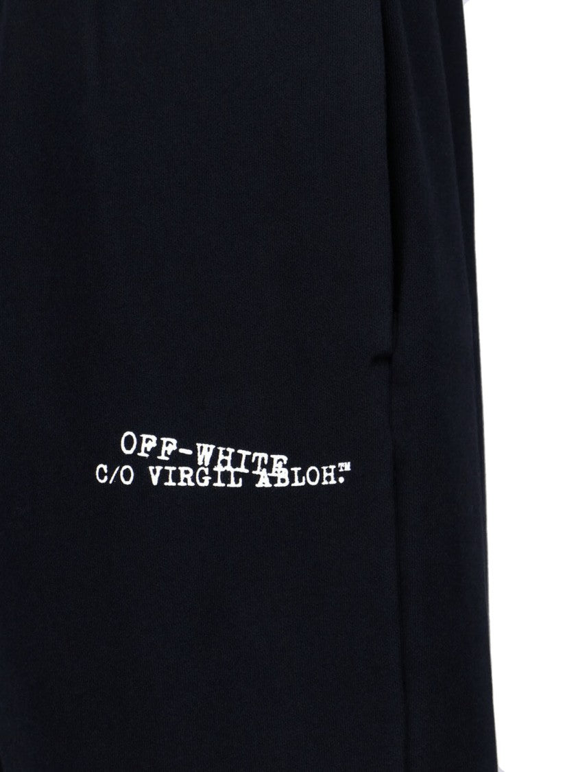 Off-White Black Logo Straight-Leg Cotton Pants