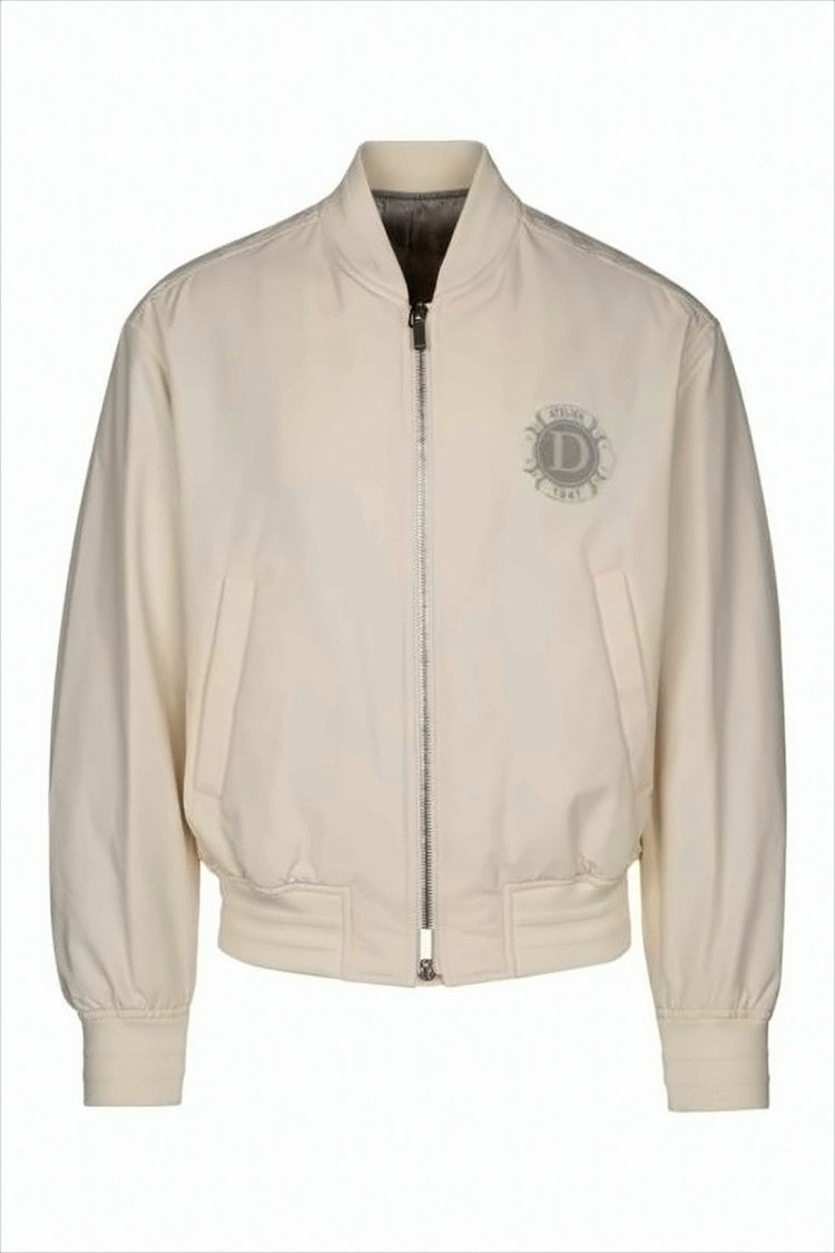 Christian Dior Cropped Bomber Jacket With Structured Shoulders And Logo Details