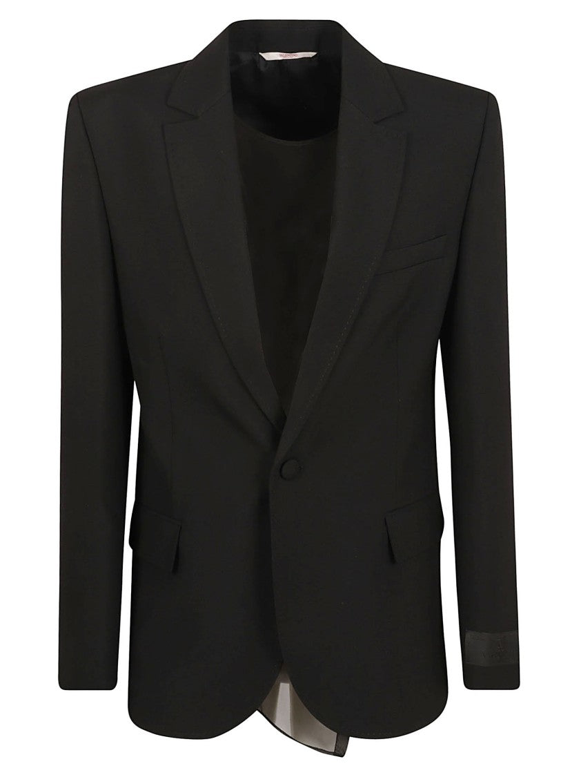 Valentino Tailored Black Wool Jacket With Notched Lapels