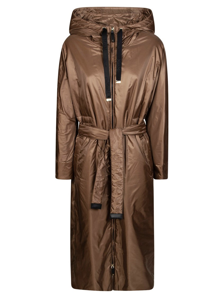 Max Mara Mtcgreenpi Long Hooded Belted Padded Coat