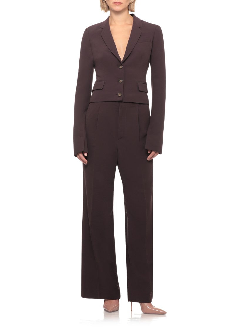 The Andamane Purple Classic Lapel Crepe Blazer