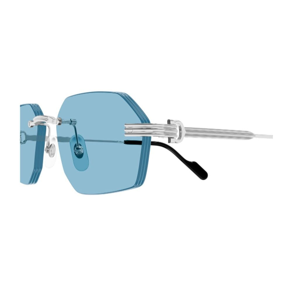 Cartier Rimless Geometric Sunglasses With Light Blue Lenses
