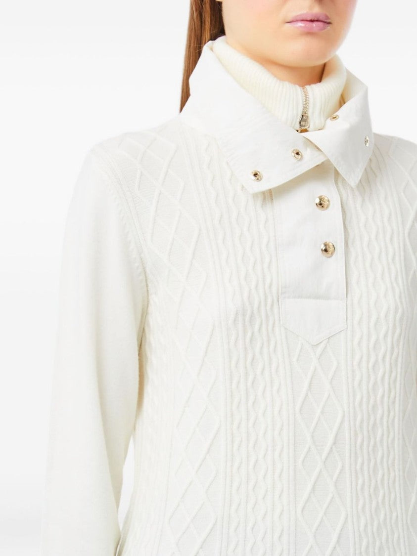 Liu Jo Cable Knit Sweater With Half-Fastening Collar