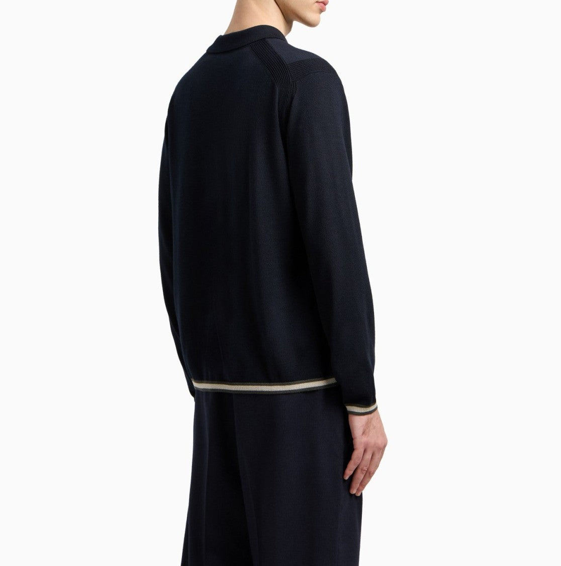 Emporio Armani Slim Knit Pullover With Polo Collar