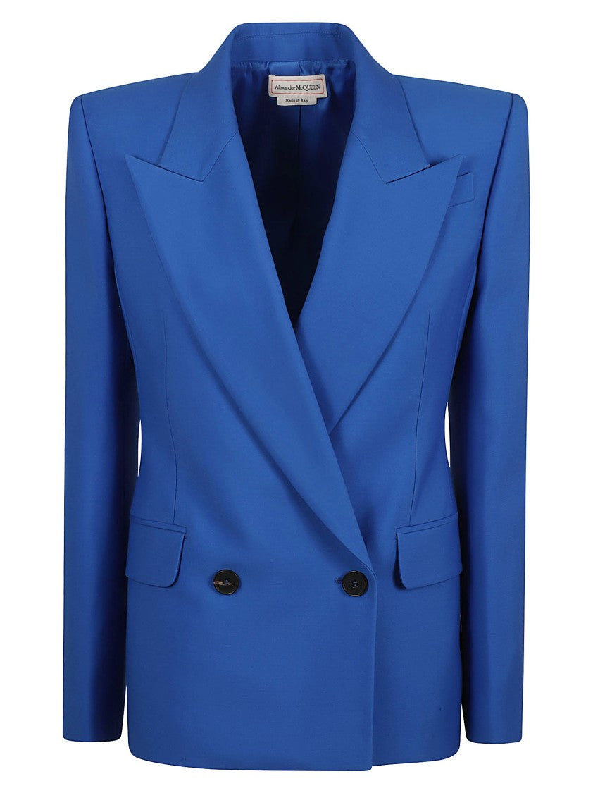Alexander Mcqueen Double-Breasted Structured Jacket With Wide Lapels