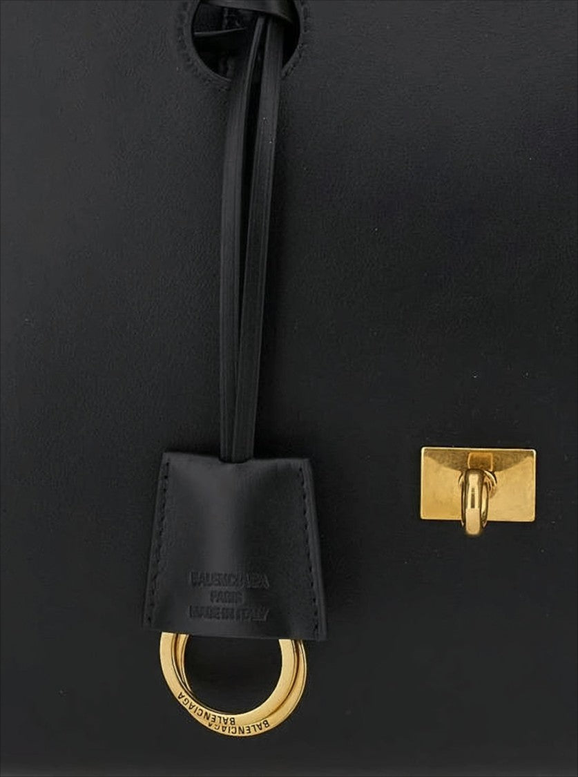 Balenciaga Minimalist Structured Black Calf Leather Tote Bag