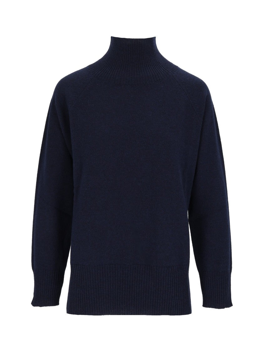 Kangra Cashmere Raglan Turtleneck Sweater With Side Slits