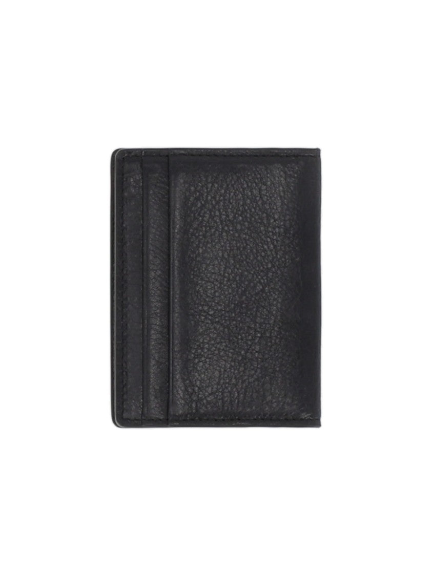 Claudio Orciani Lagoon Metallic Emblem Textured Calf Leather Card Holder