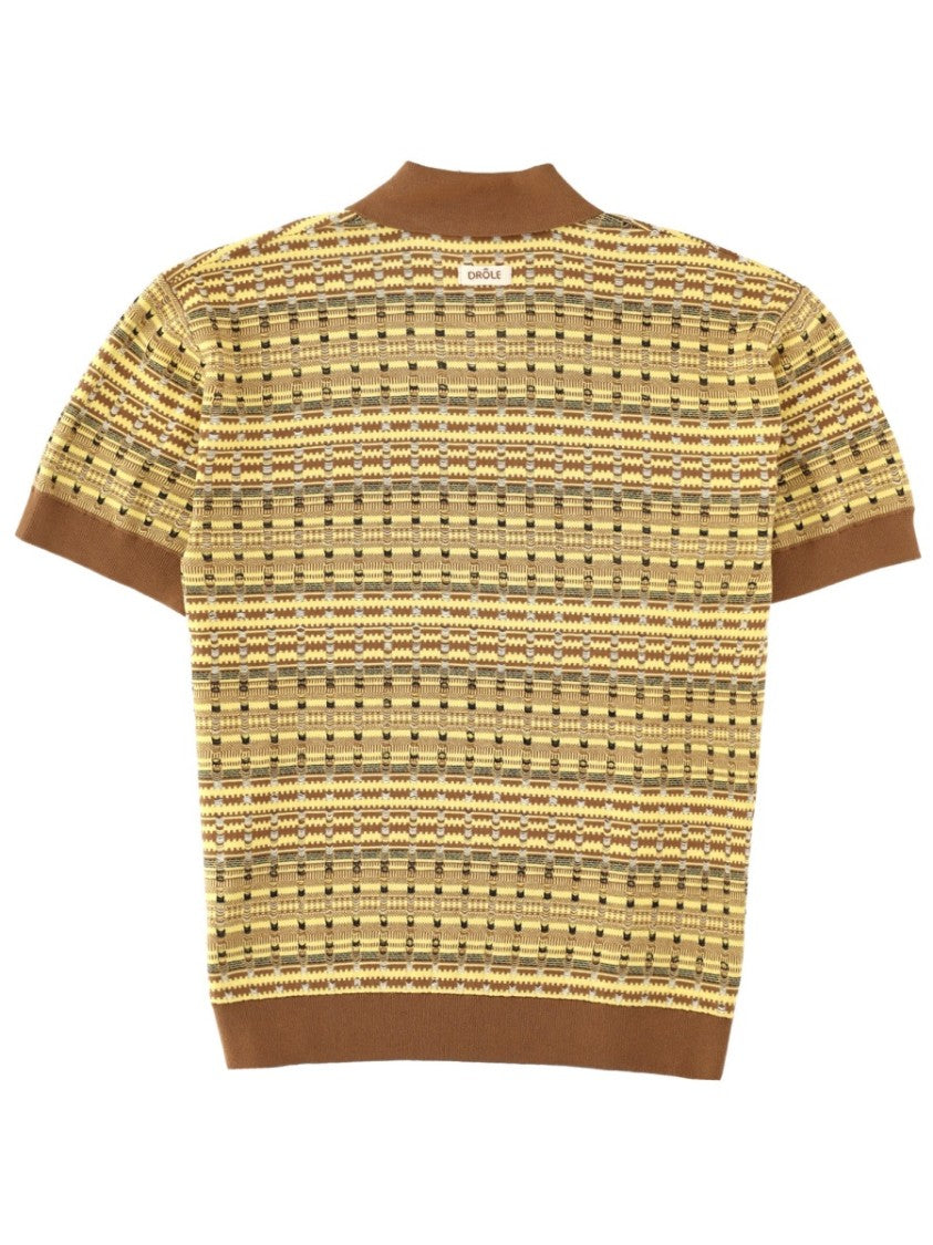 Drôle De Monsieur Brown Maille Coogie Geometric Polo Shirt