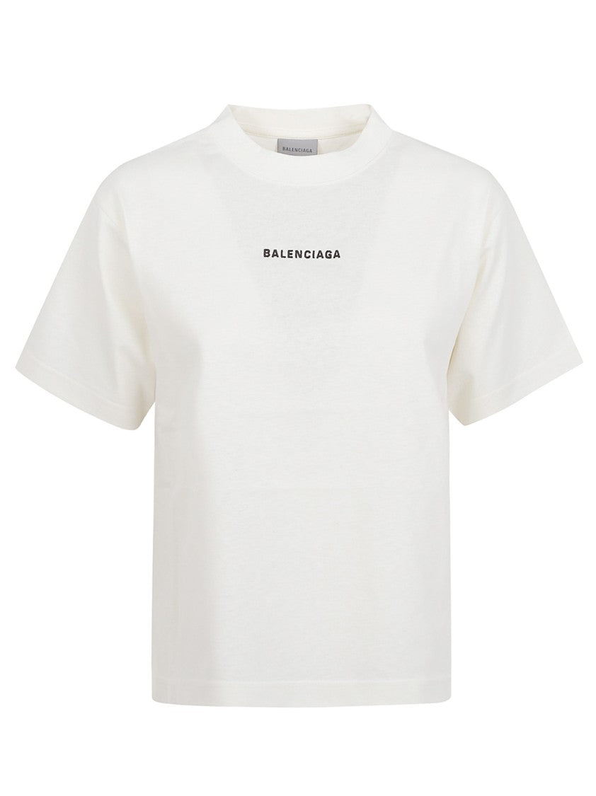 Balenciaga Embroidered Minimalist Jersey Top With Cropped Fit