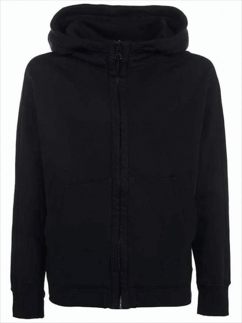 Ten C Black Zip-Up Hoodie With Ribbed Details