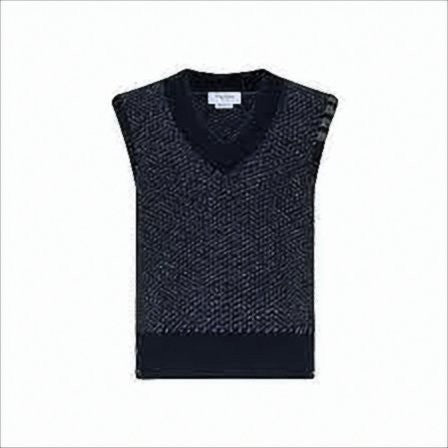 Thom Browne Textured Knit Vest With Deep V-Neckline