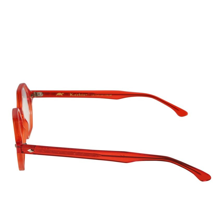 Kador Octagon Translucent Red Octagonal Frame Eyeglasses
