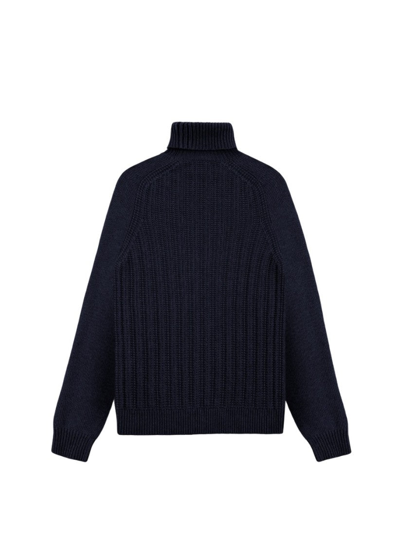 Colmar Blue Ribbed Knit Turtleneck Sweater
