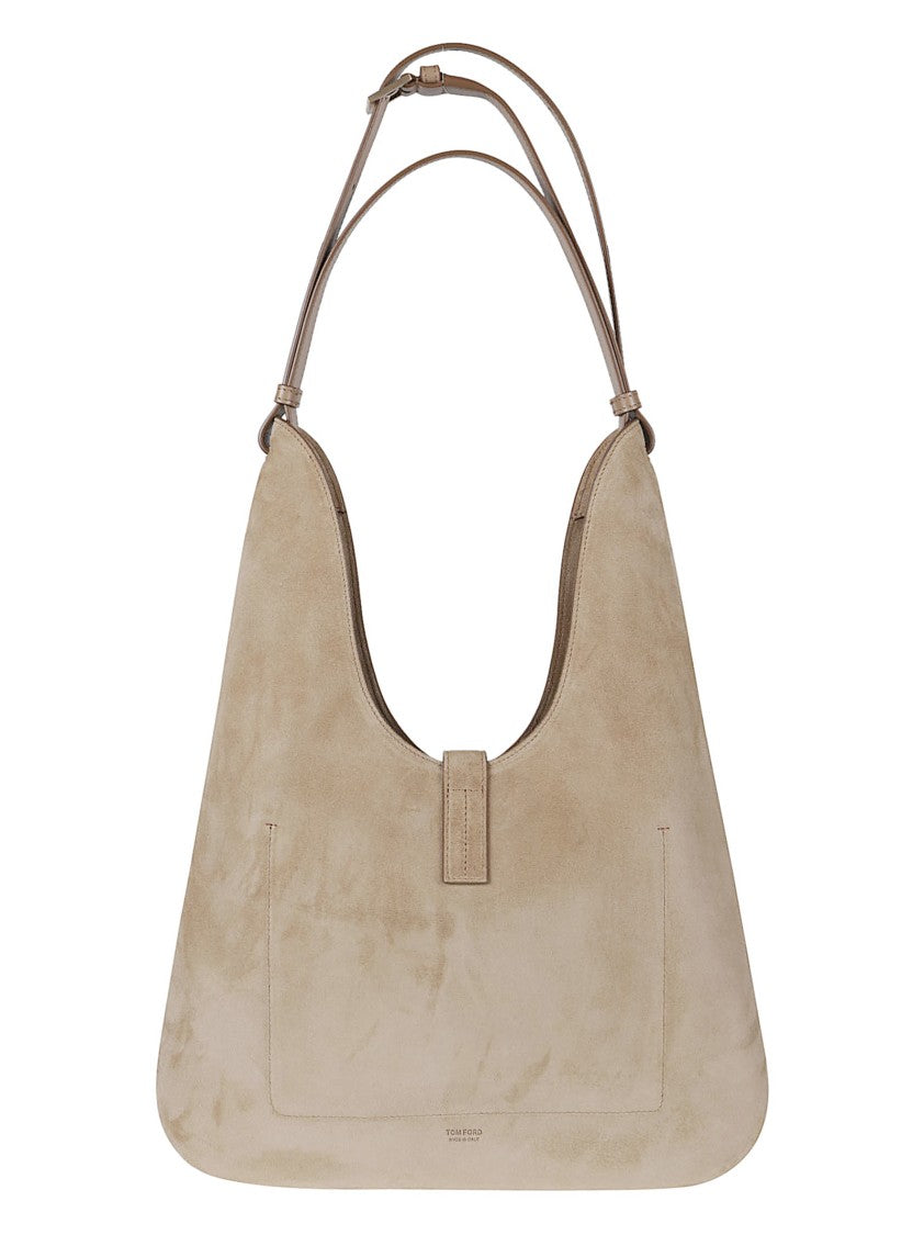 Tom Ford Beige Suede T-Bar Shoulder Bag