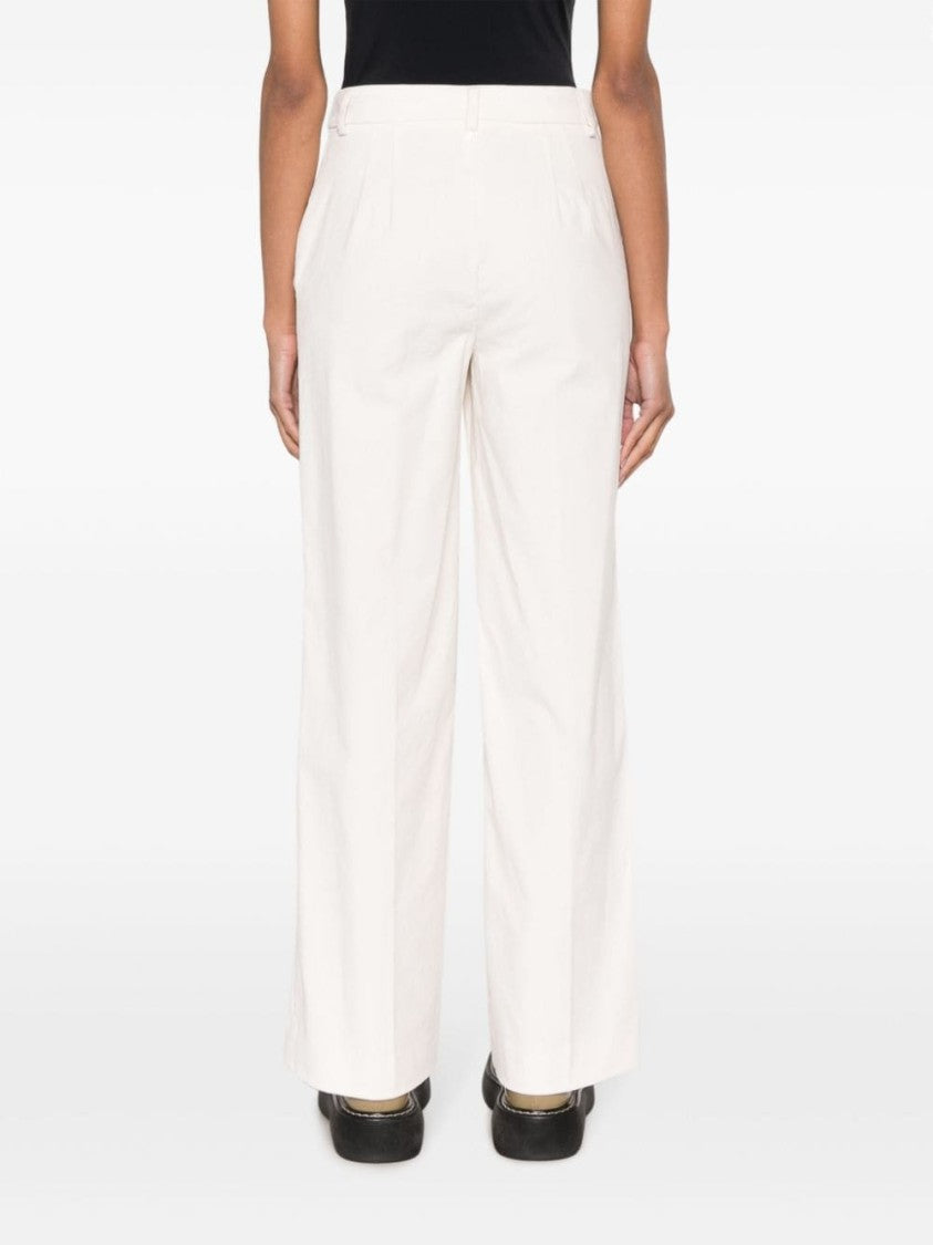 Lorena Antoniazzi Corduroy High-Waist Wide-Leg White Trousers