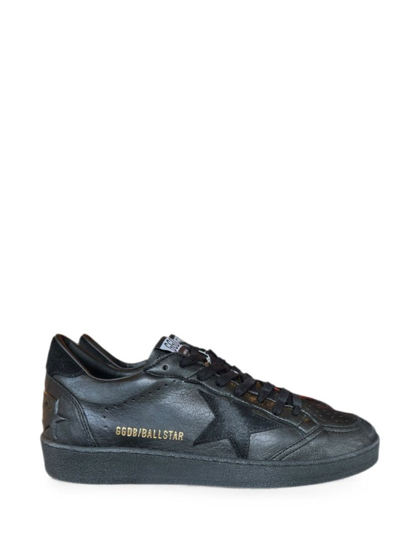 Golden Goose Black Star Gold Accent Silk Nylon Low-Top Sneakers