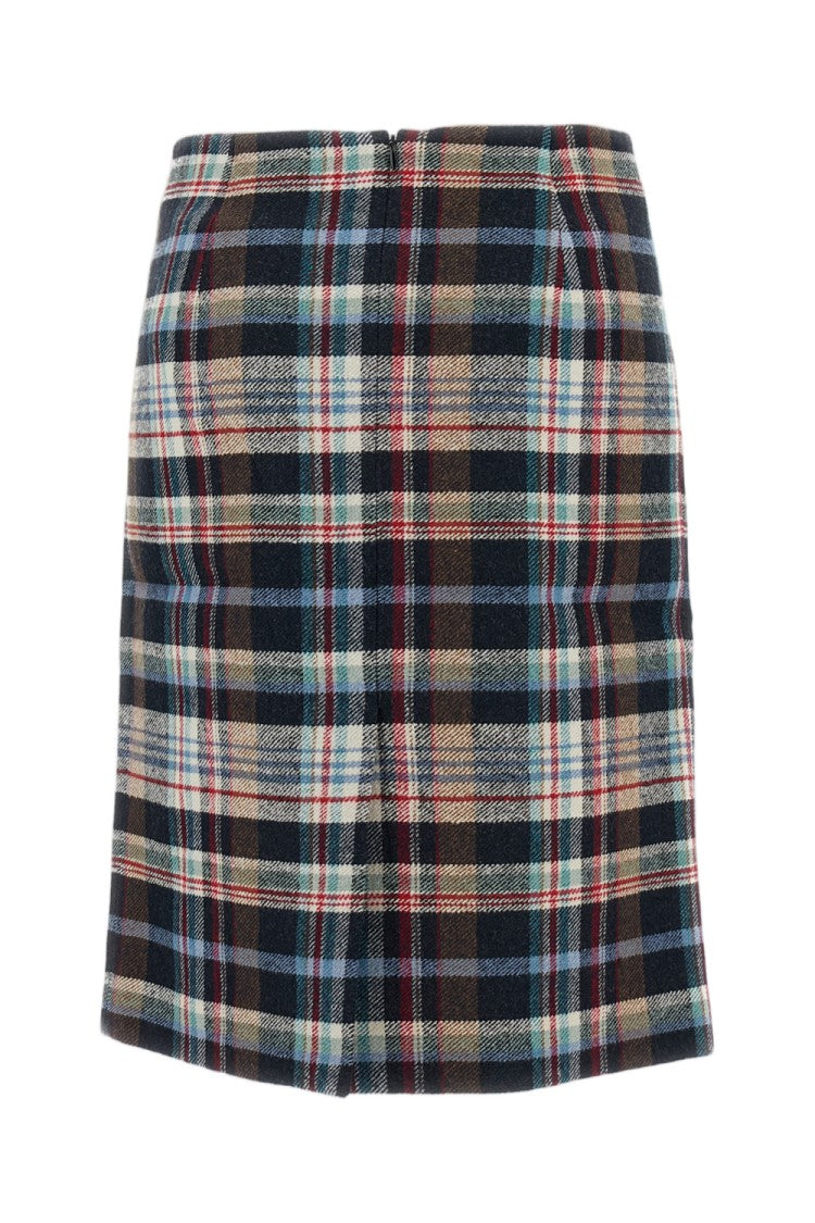 Shushu/Tong Plaid Bow Accent High-Rise Pencil Skirt