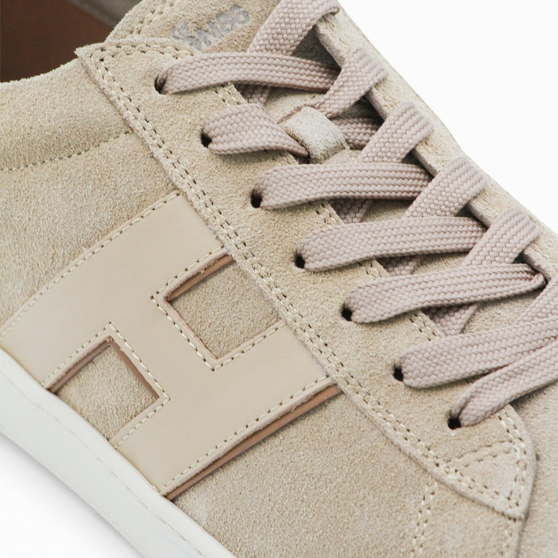 Hogan Beige Suede Low-Top Sneakers With Stitched Detail