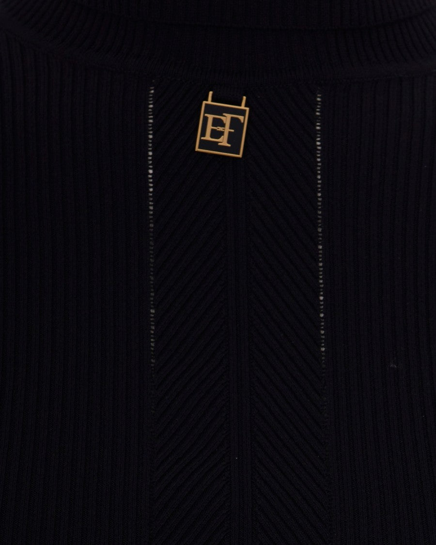 Elisabetta Franchi Ribbed Slim-Fit Turtleneck Sweater With Logo Detail