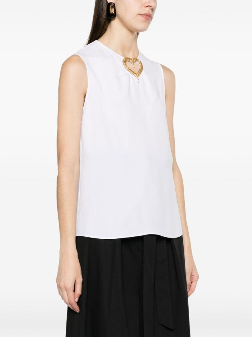 Moschino Crepe Top With Heart Appliqué