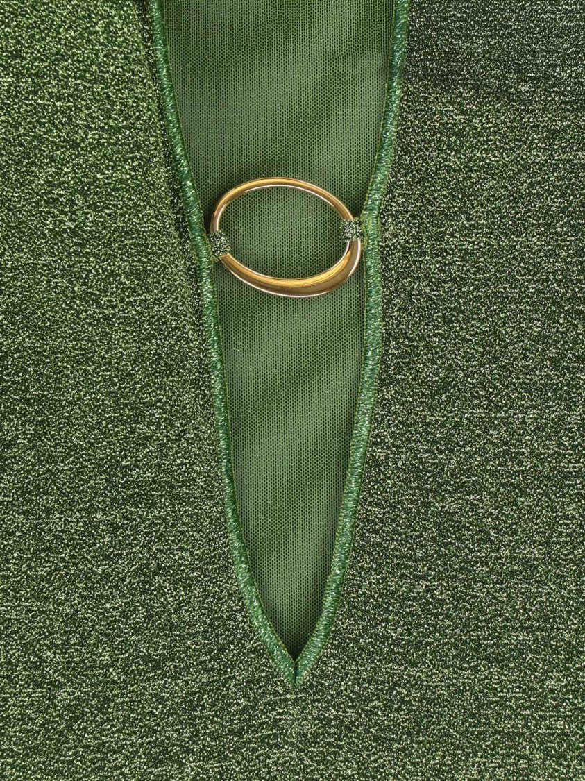 Oséree Maxi Kaftan Dress In Shimmering Green Metallic Fabric