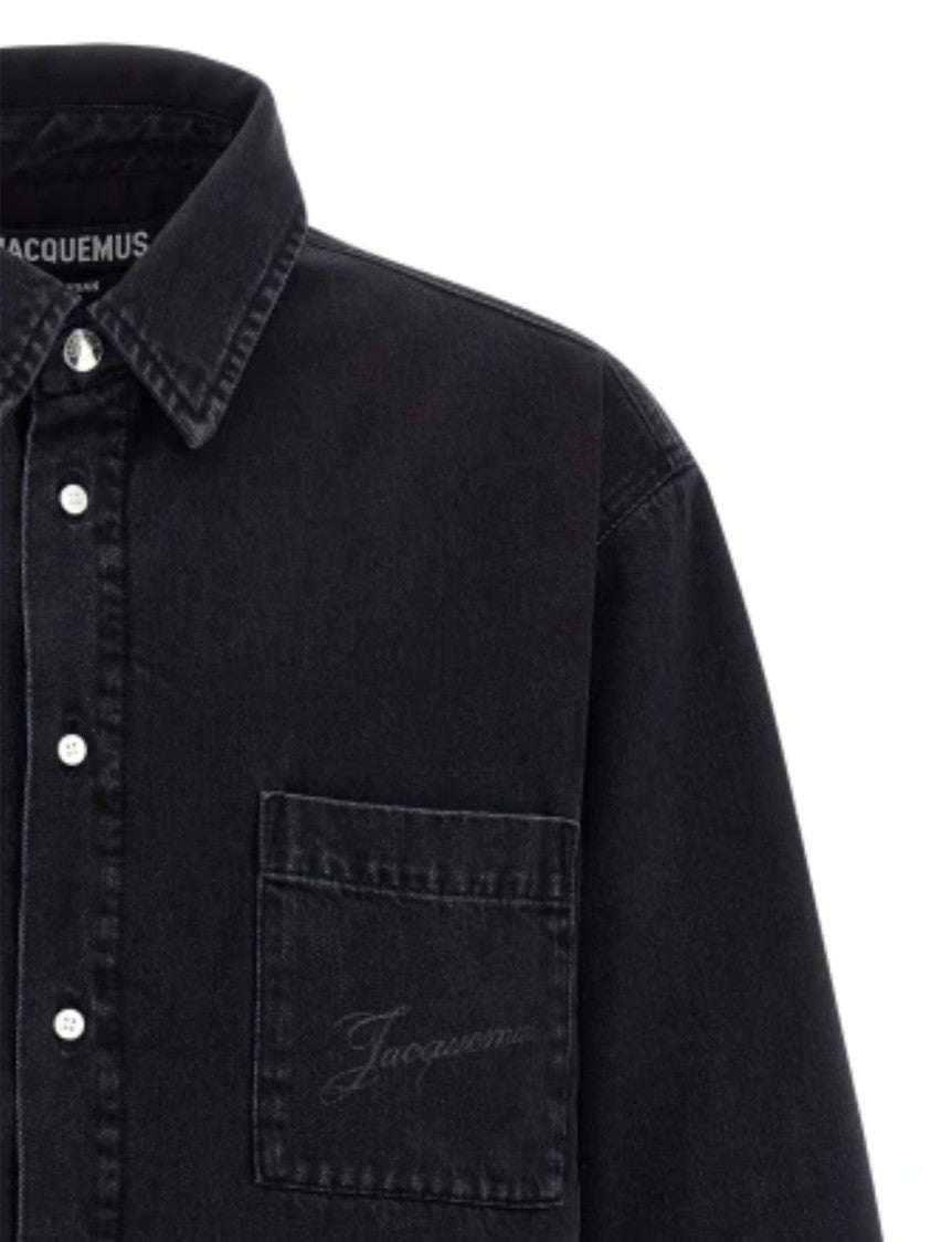 Jacquemus Black Faded Cotton Denim Boulanger Shirt