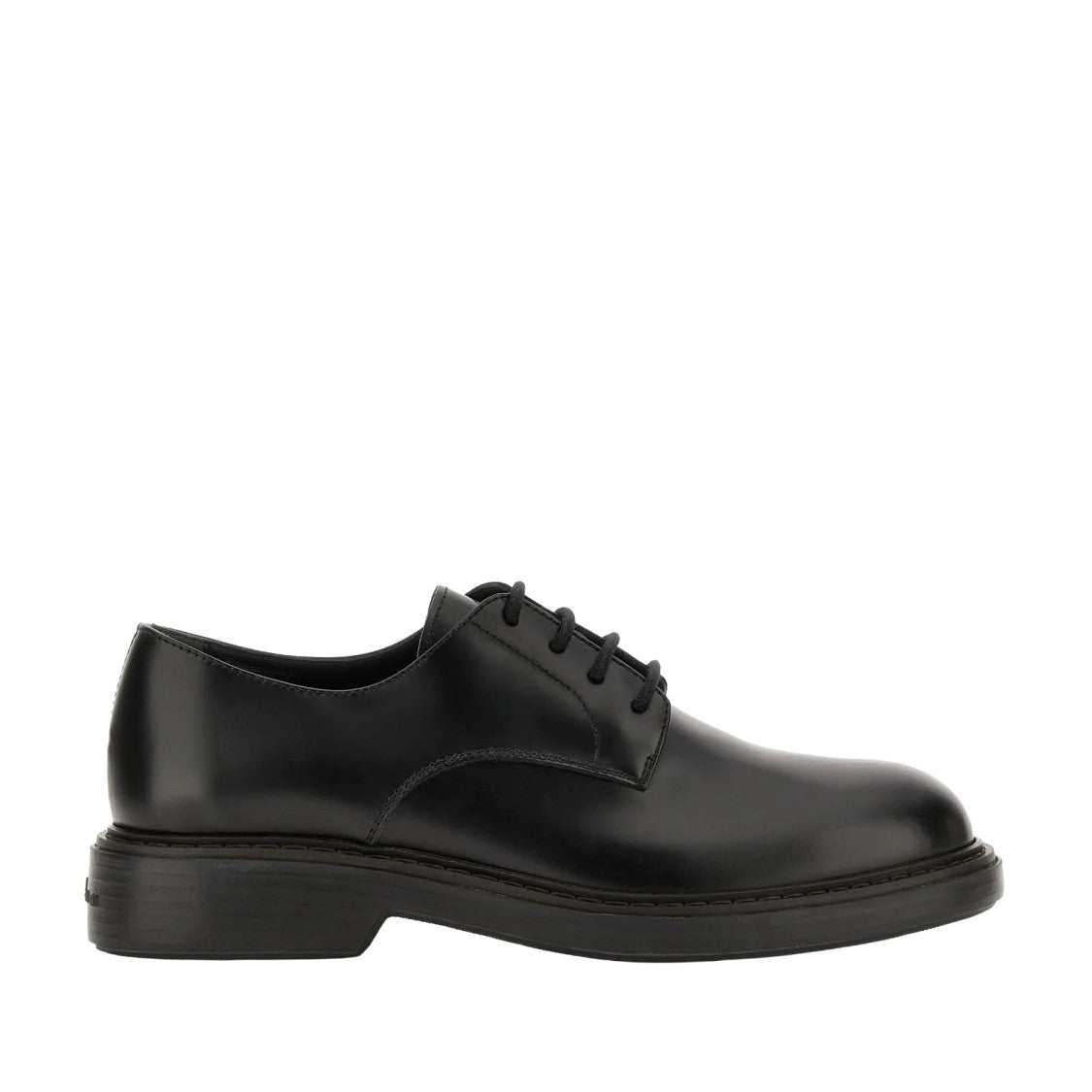 Hogan H704 Derby Lace-Up Shoes In Black Calfskin