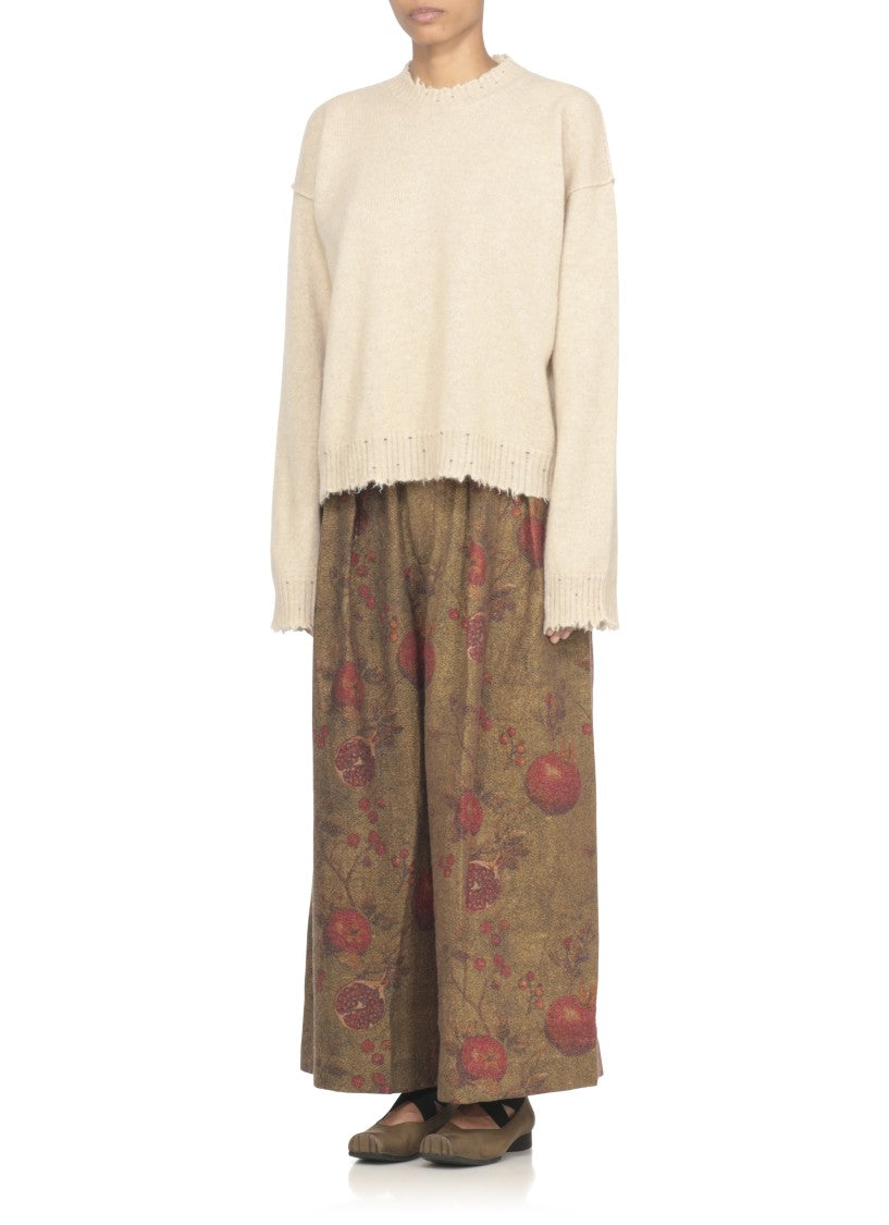 Uma Wang Beige Cashmere Sweater With Ribbed Detailing