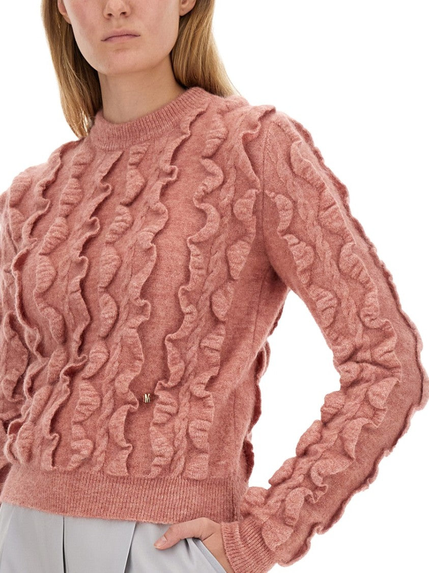 Moschino Ruffled Texture Wool Blend Sweater