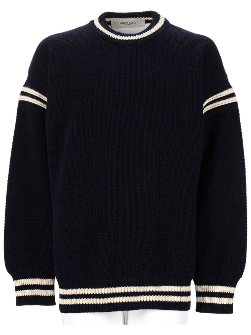 Golden Goose Boxy Sweater With Textured Knit And Contrasting Details