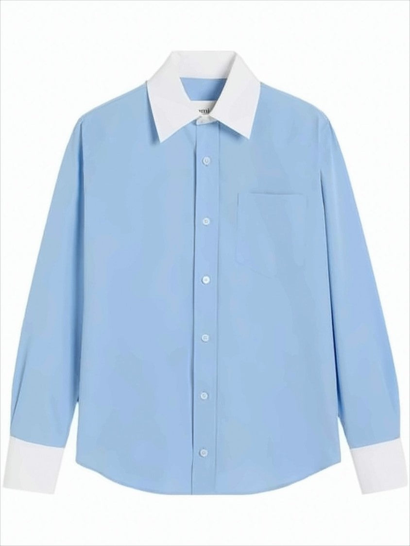 Ami Button-Down Shirt With Contrasting Collar And Cuffs