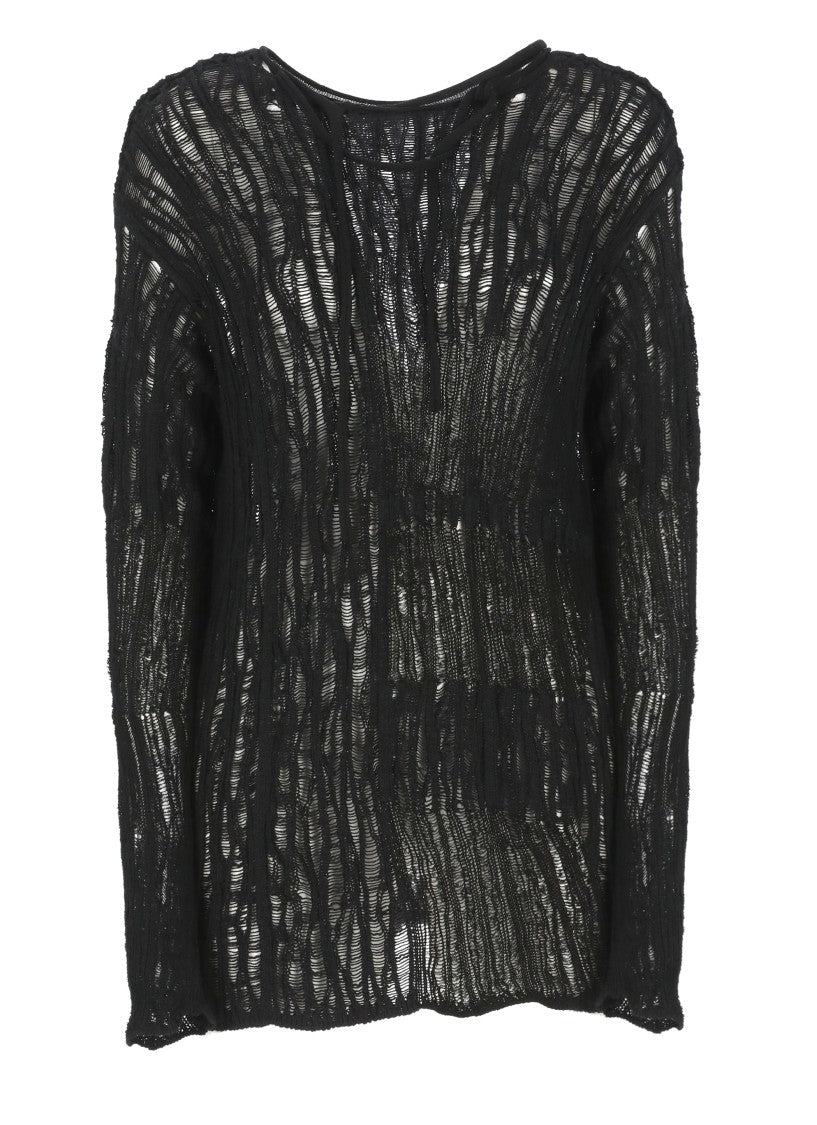 Y's Black Cotton Knit Top